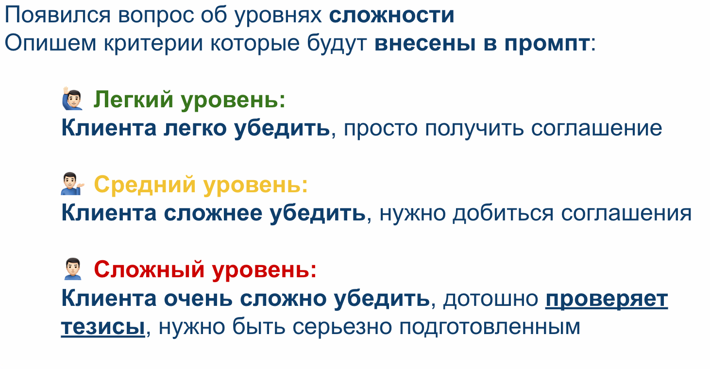 Рис. 1. Критерии сложности для внесения в промпт