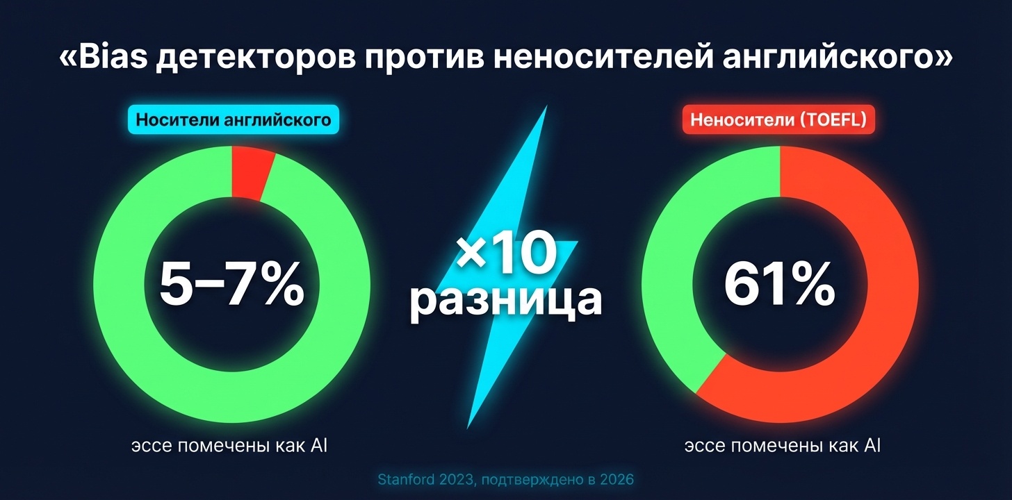 Bias детекторов против неносителей английского: 5–7% vs 61%