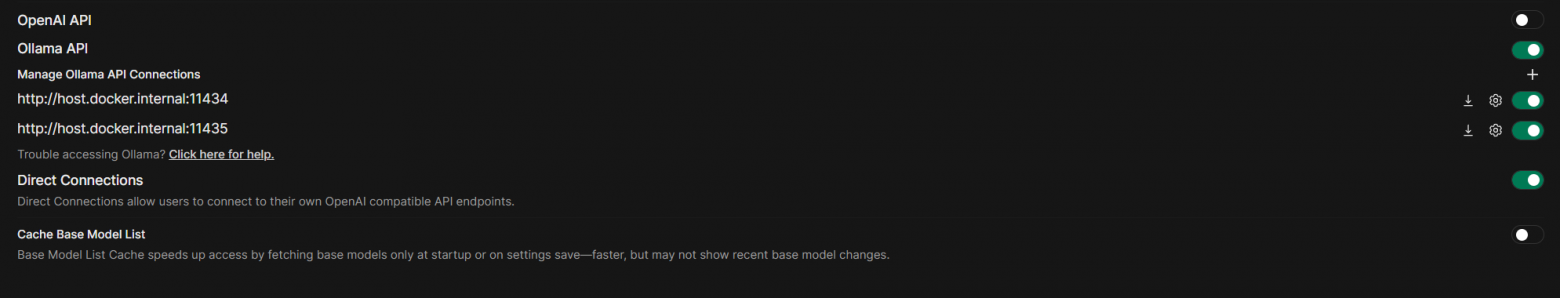 Две Ollama в OpenWebUI оказывается тоже могут быть.