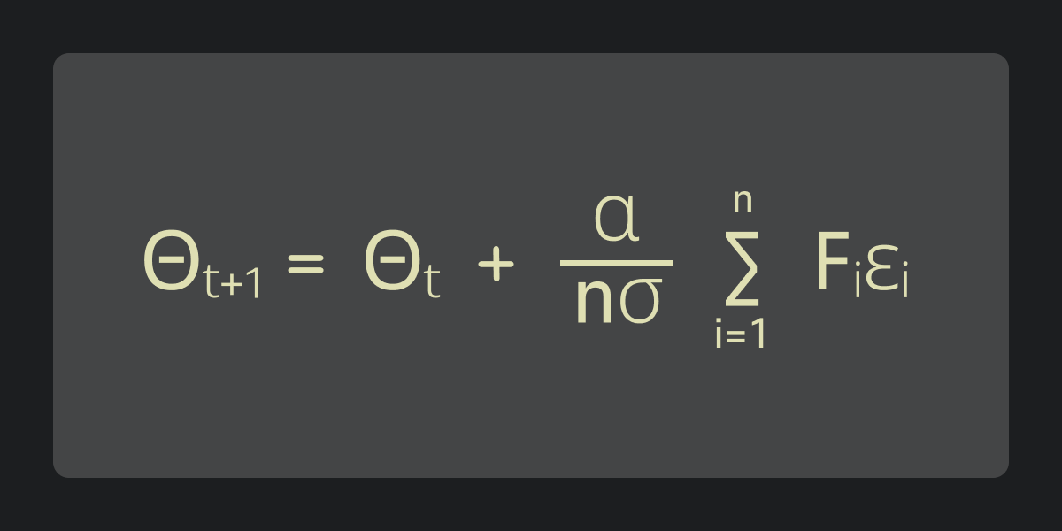 Формула обновления параметров в ES-алгоритме