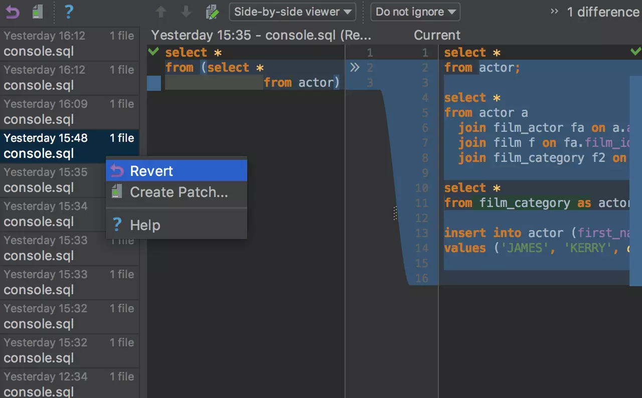 Интерфейс DataGrip