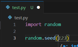 Здесь GigaCode пытается предложить число в параметр seed()