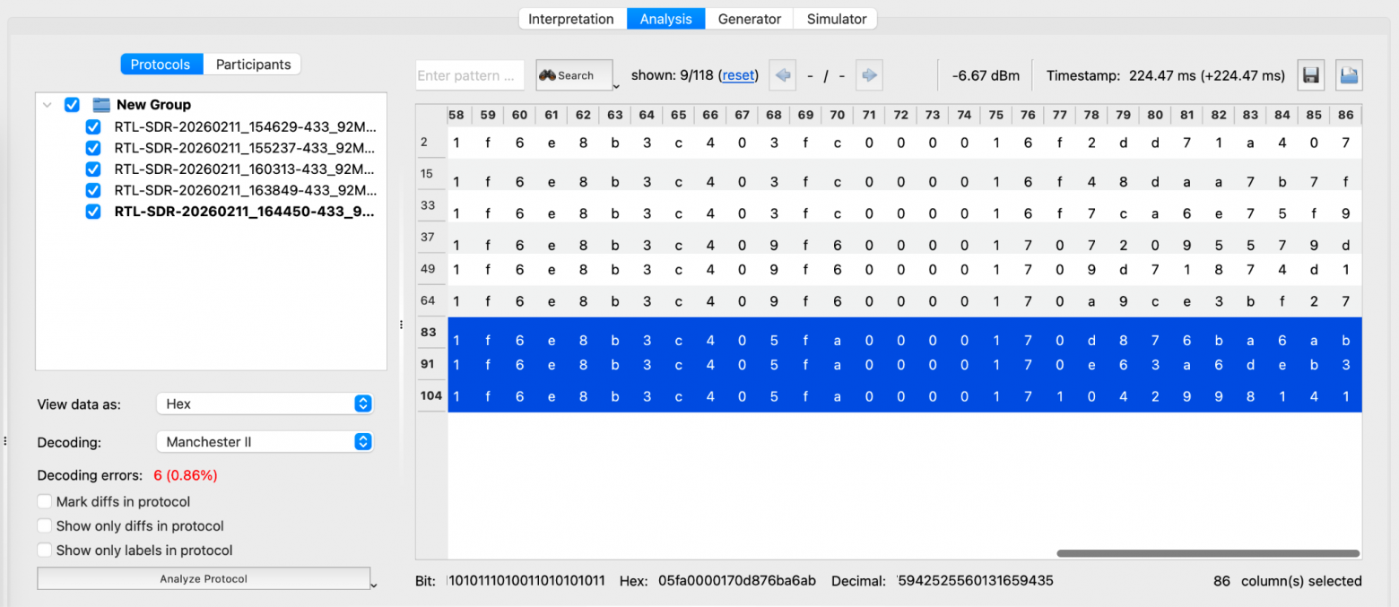 Сигнал, декодированный в Manchester II 