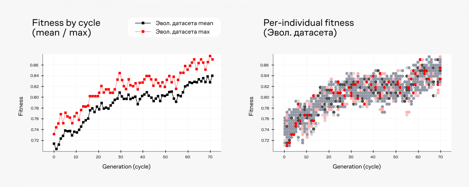 Результаты эволюции датасета