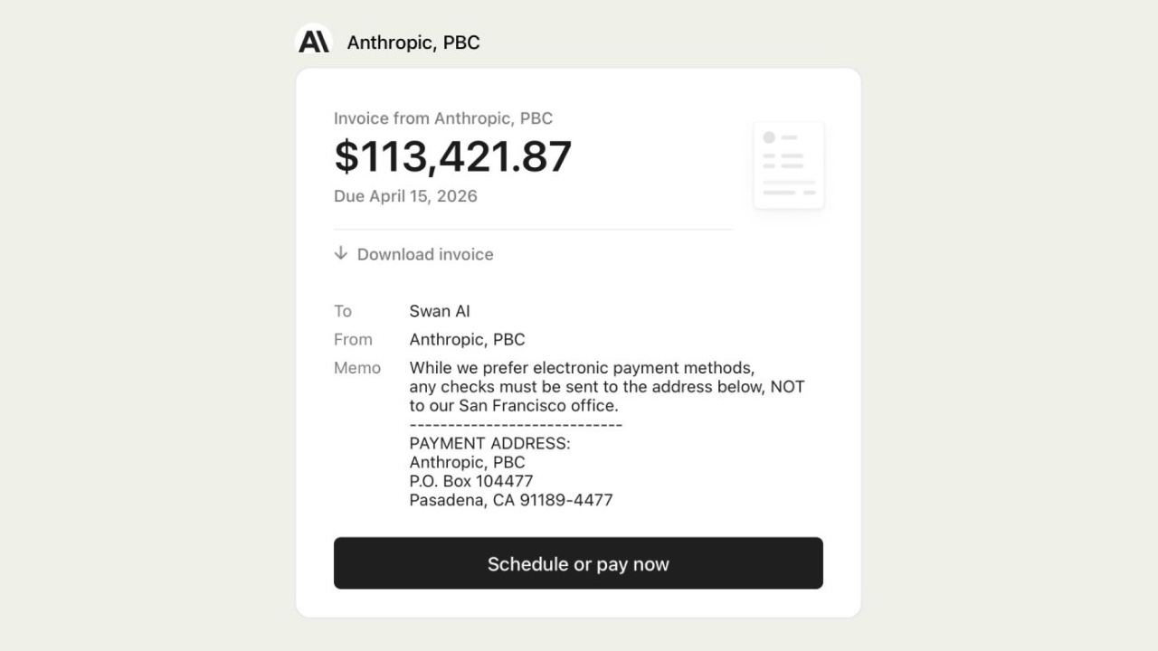 Счёт стартапа Swan AI на 113 тыс. долларов