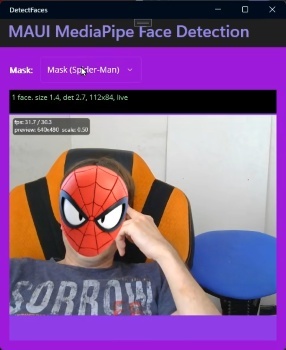 Маска, наложенная на обнаруженные лицевые точки