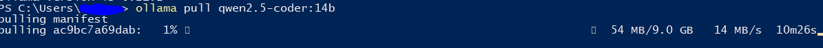 Пример qwen2.5-coder:14b потому что 30b уже скачана.