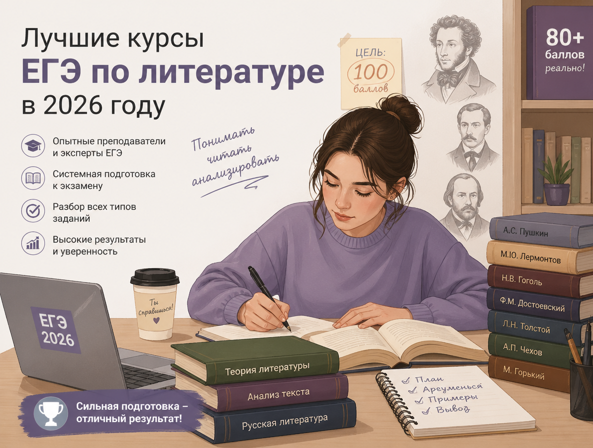 Курсы ЕГЭ по литературе в 2026 году: подготовка на 100 баллов онлайн - 1