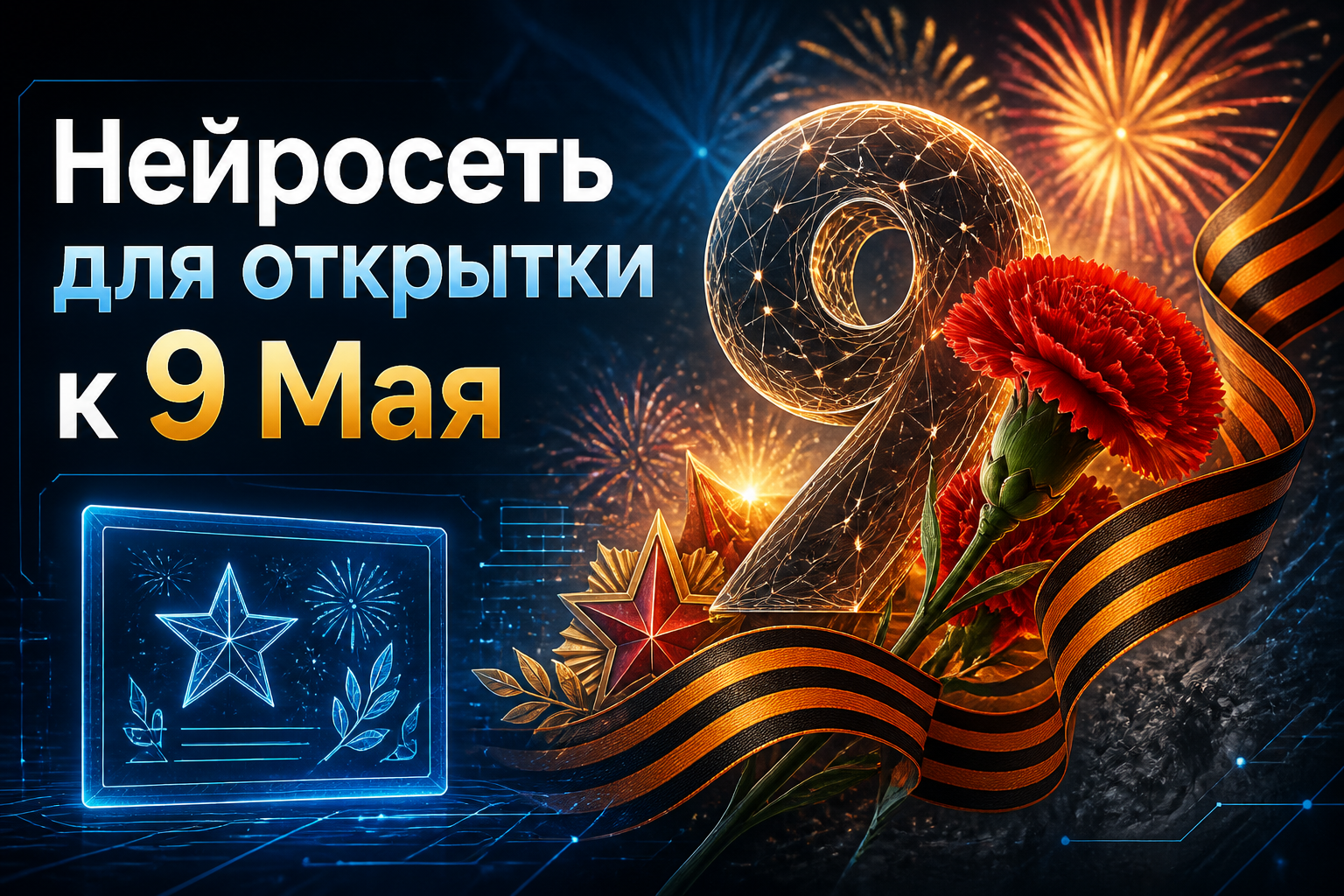 Нейросеть для открытки к 9 Мая: как создать фото ко Дню Победы и написать промт