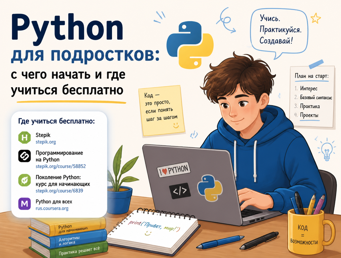 Python для подростков: с чего начать и где учиться бесплатно - 1 Python для подростков: с чего начать и где учиться бесплатно - 1
