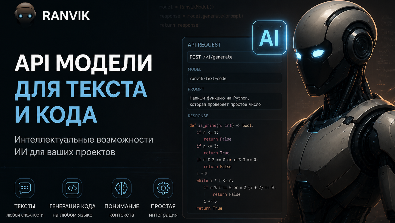 API модели для текста и кода