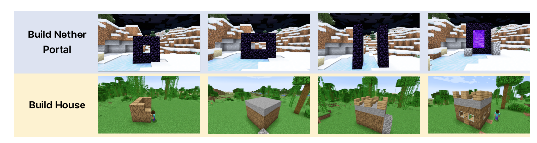 Voyager строит дом и портал в мире Minecraft. Источник