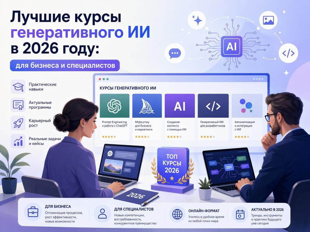 Лучшие курсы генеративного ИИ в 2026 году: для бизнеса и специалистов - 1 Лучшие курсы генеративного ИИ в 2026 году: для бизнеса и специалистов - 1