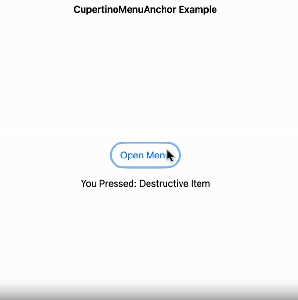 Пример работы функции CupertinoMenuAnchor.