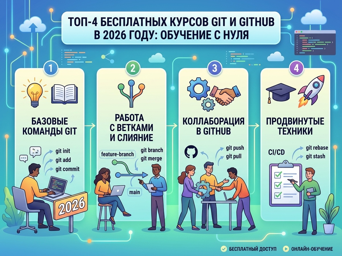 Топ-4 бесплатных курсов Git и GitHub в 2026 году: обучение с нуля - 1
