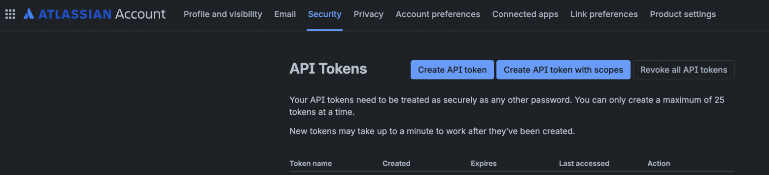 Create Jira API token