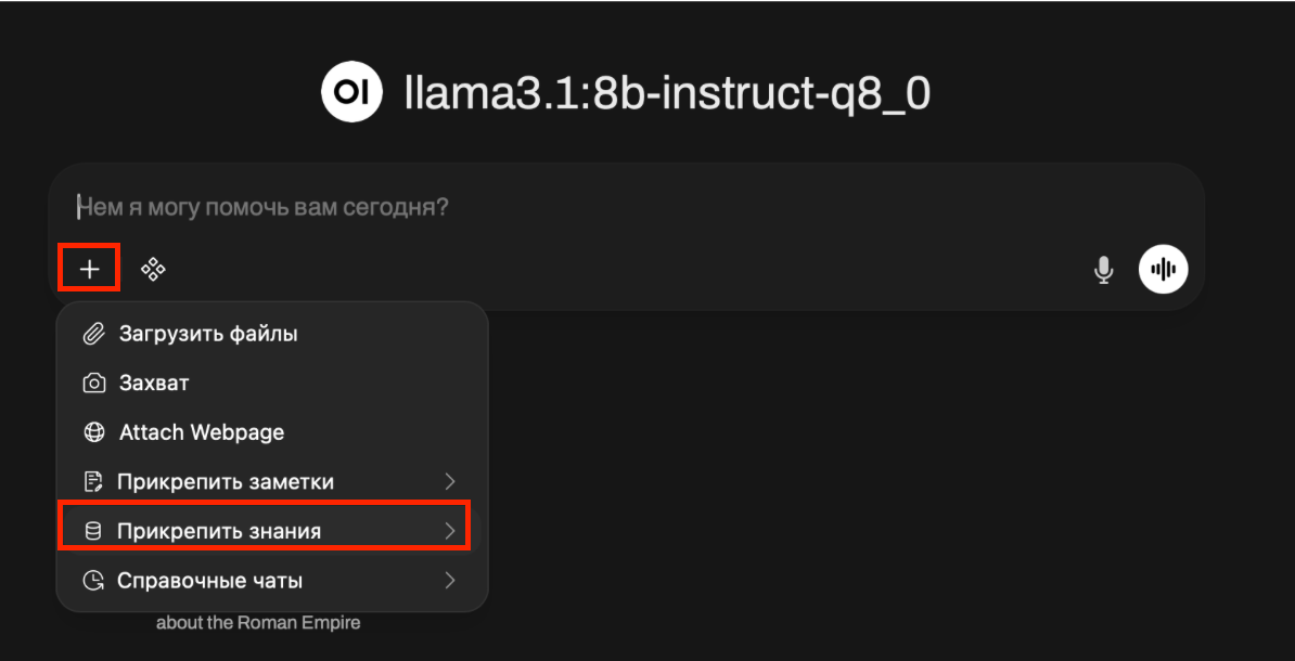 Поднимаем Llama 3 в облаке: Ollama и Open WebUI - 36 Добавляем сторонние файлы.