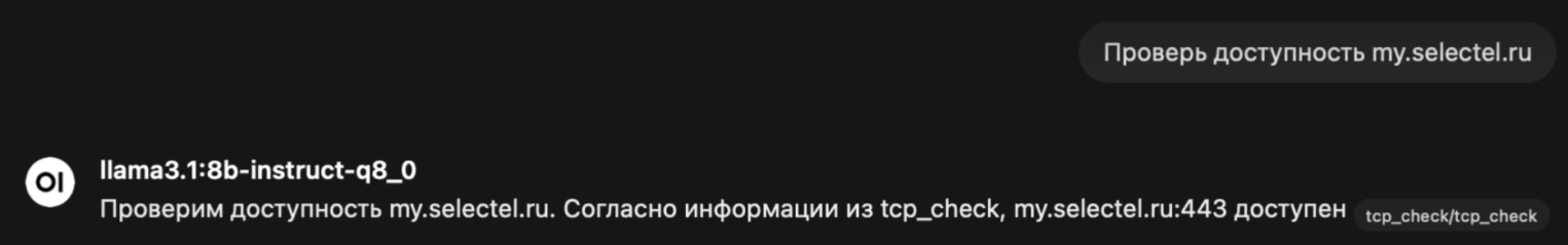 Поднимаем Llama 3 в облаке: Ollama и Open WebUI - 62 Демонстрационный ответ нейросети.