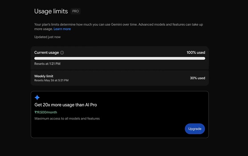 Пользователь Google Gemini исчерпал пятичасовой лимит токенов всего одним запросом - 1 Пользователь Google Gemini исчерпал пятичасовой лимит токенов всего одним запросом - 1