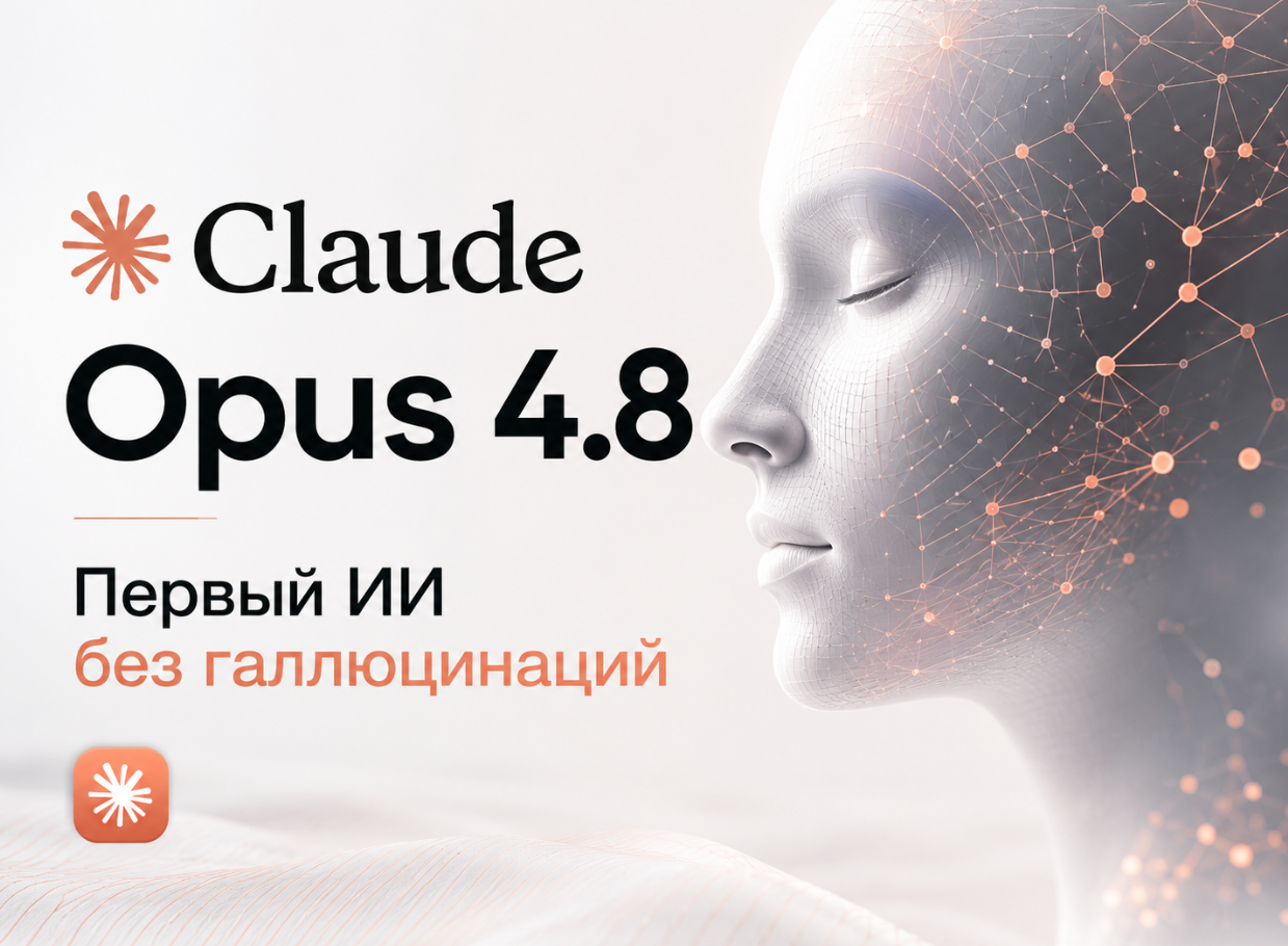 Нейросеть Claude Opus 4.8: Первый ИИ без галлюцинаций. Как использовать Claude из РФ - 1 Нейросеть Claude Opus 4.8: Первый ИИ без галлюцинаций. Как использовать Claude из РФ - 1