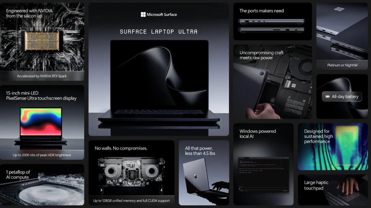 Microsoft представила ноутбук Surface Laptop Ultra с процессором Nvidia RTX Spark - 6 Microsoft представила ноутбук Surface Laptop Ultra с процессором Nvidia RTX Spark - 6
