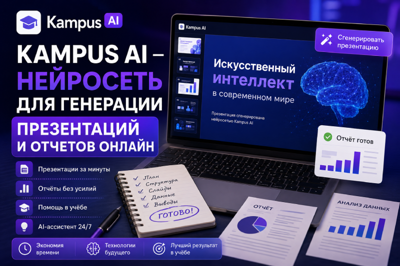 Kampus AI — нейросеть для генерации презентаций и отчетов онлайн - 1