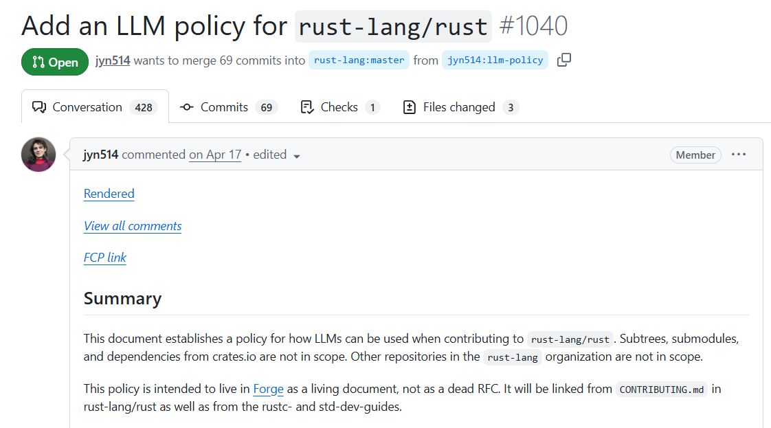 В сообществе Rust готовят к публикации правила применения ИИ-ассистентов - 1 В сообществе Rust готовят к публикации правила применения ИИ-ассистентов - 1