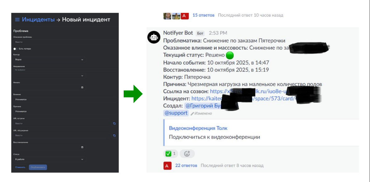 Интерфейс и автоматизация инцидент-менеджмента