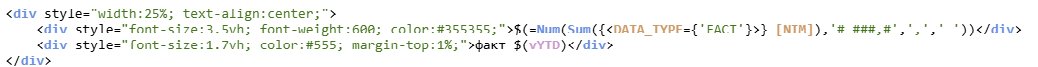 Фрагмент меры с $() выражением Qlik Sense внутри HTML