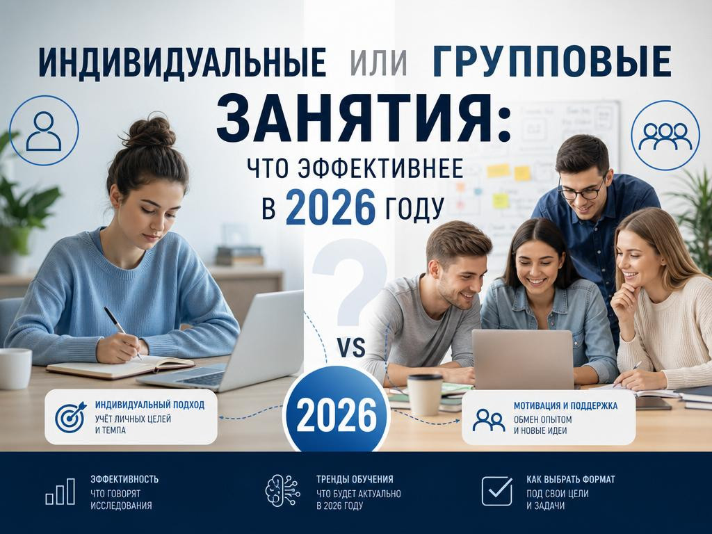Индивидуальные или групповые занятия: что эффективнее в 2026 году - 1 Индивидуальные или групповые занятия: что эффективнее в 2026 году - 1