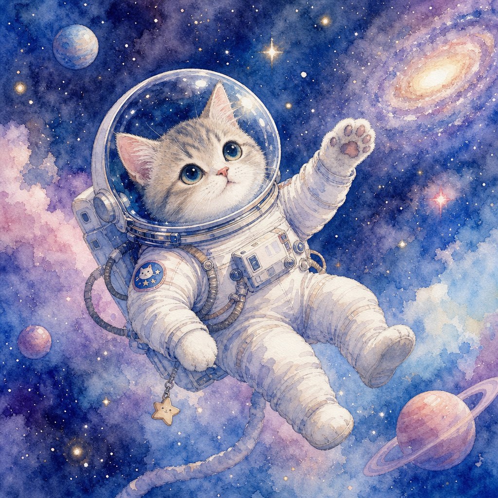 Кот-космонавт, нарисованный ботом