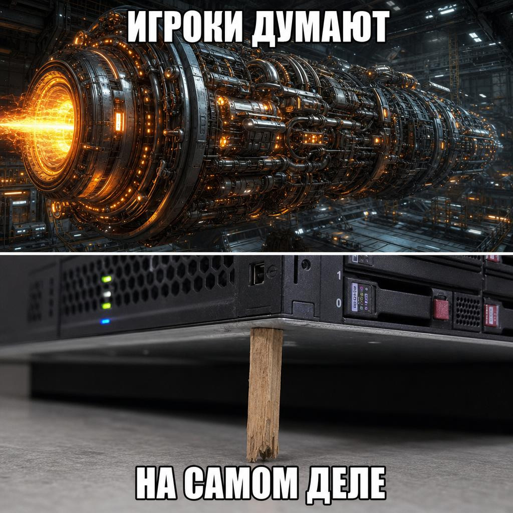 Ожидание против реальности: игроки думают про мощный звездолёт, внутри одна cron-строка на палке
