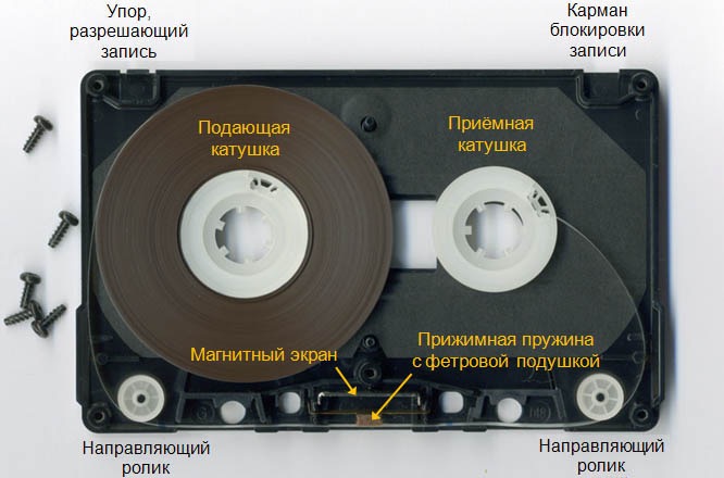 Устройство компакт-кассеты (источник изображения)