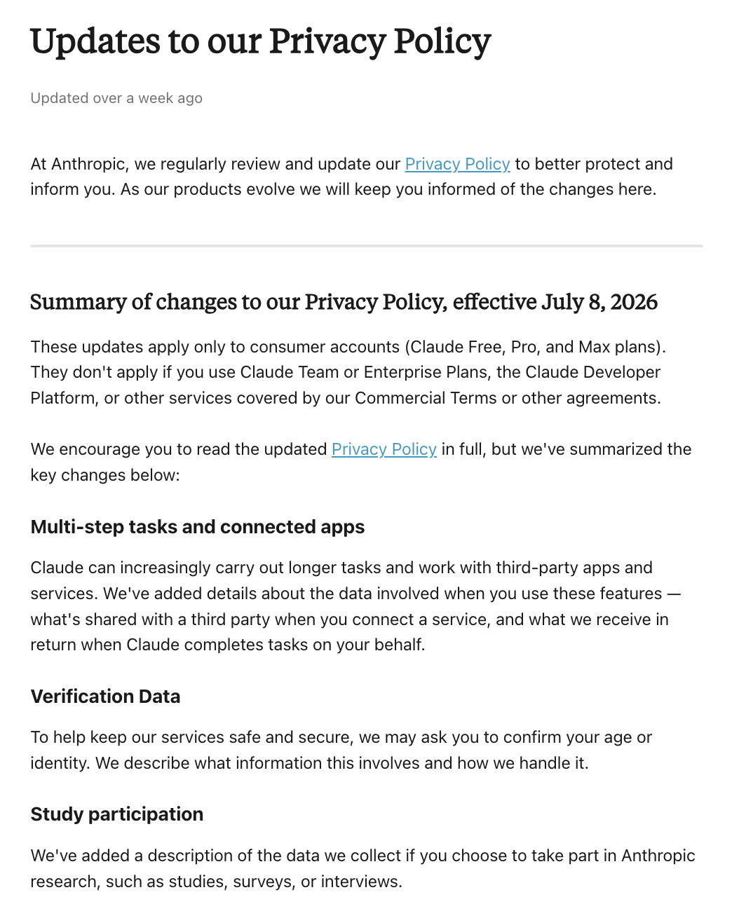 https://privacy.claude.com/en/articles/10301952-updates-to-our-privacy-policy
