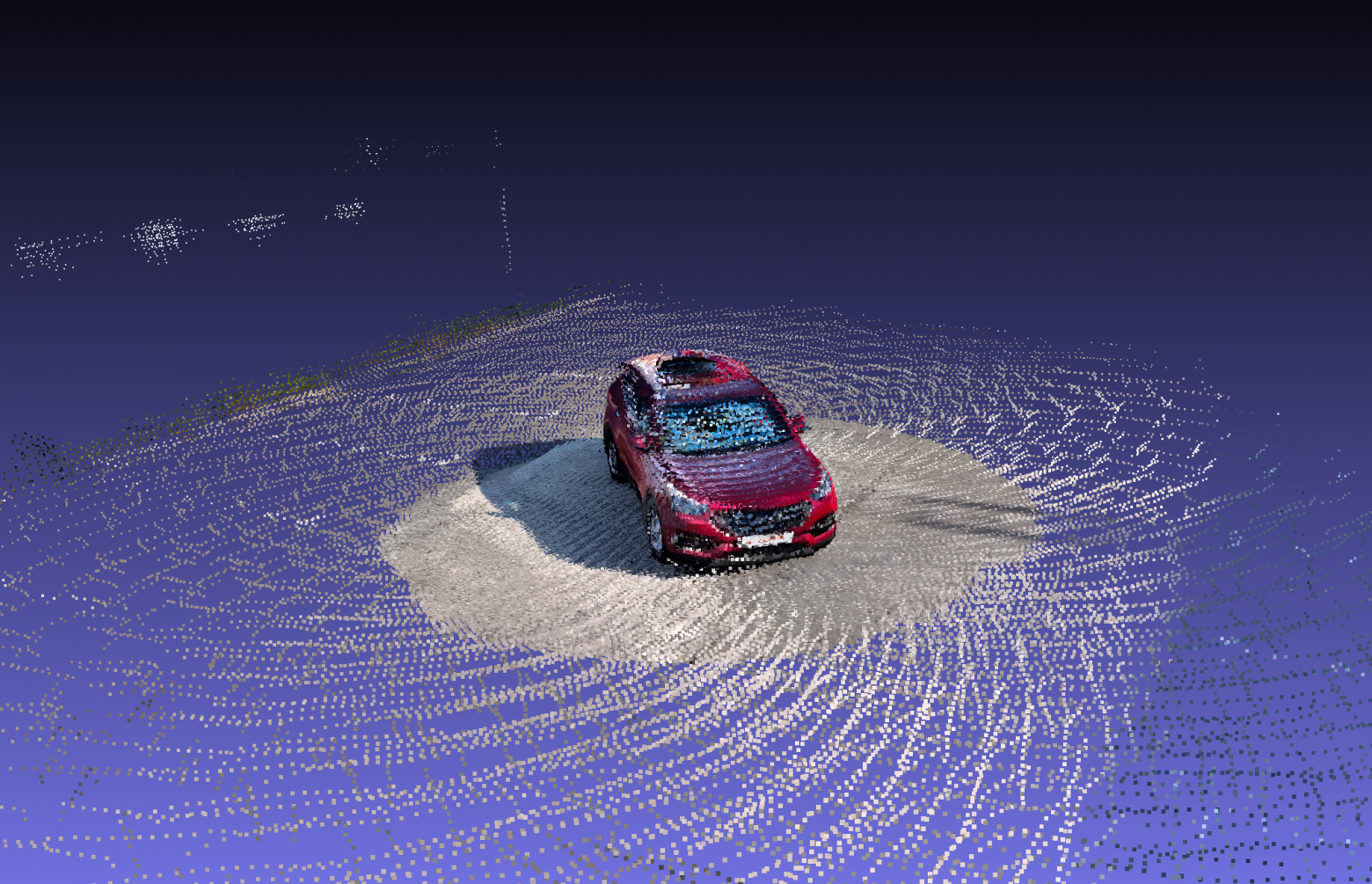 Реконструкция (point cloud) с глубинами и параметрами, полученными из VGGT