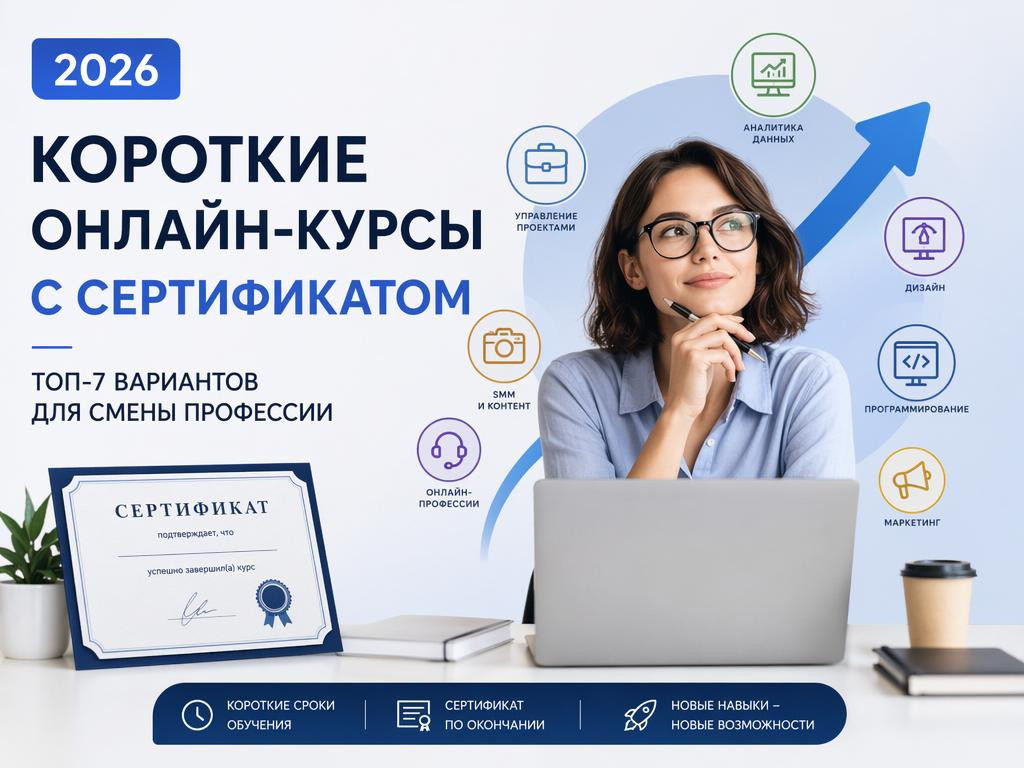 Короткие онлайн-курсы с сертификатом 2026: топ-7 вариантов для смены профессии - 1 Короткие онлайн-курсы с сертификатом 2026: топ-7 вариантов для смены профессии - 1