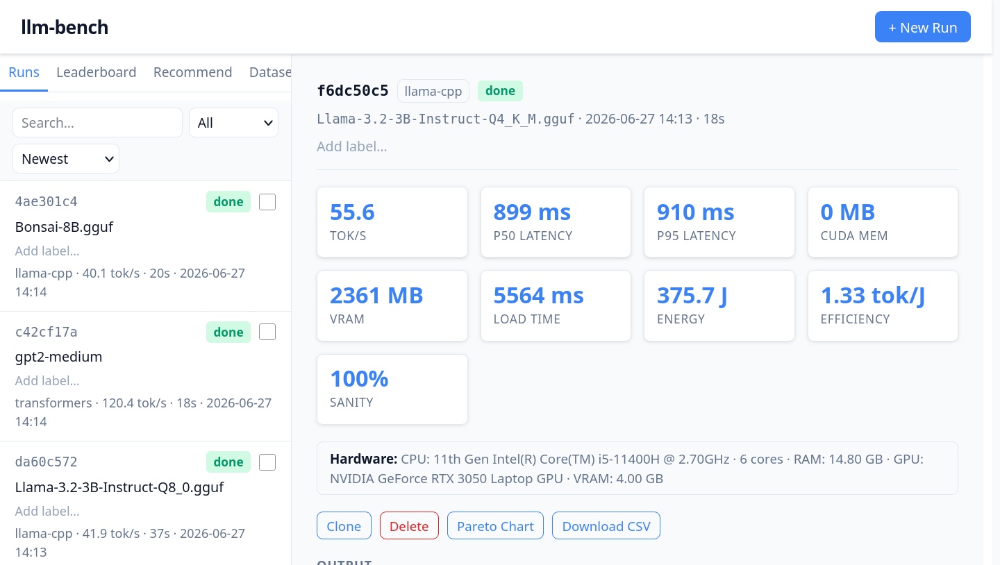 Web UI: карточка прогона
