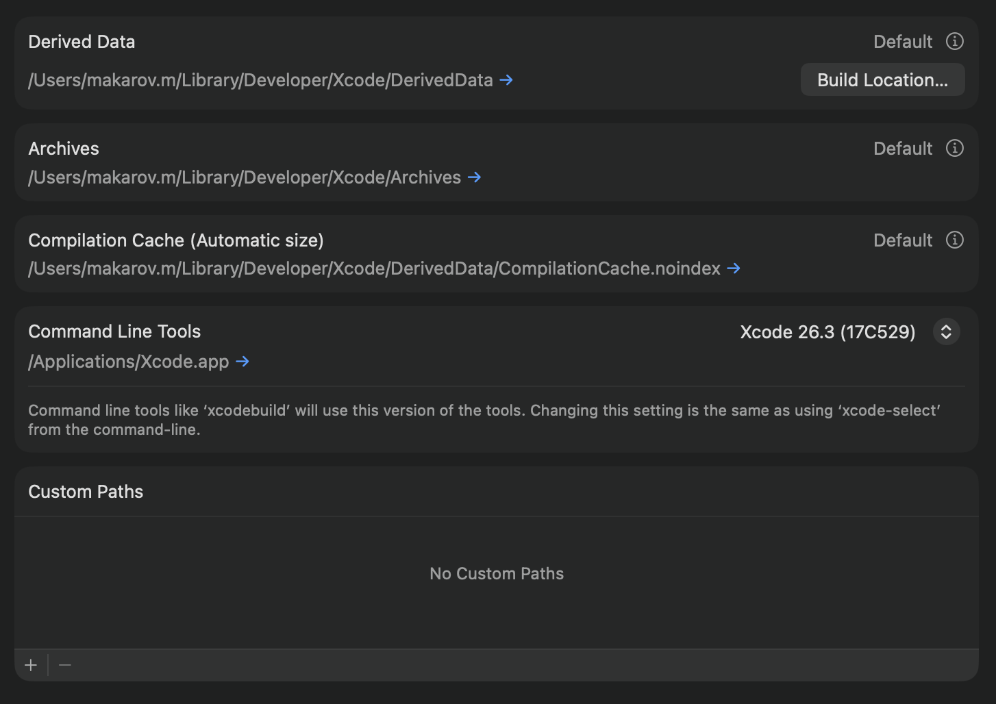Быстрый доступ к папке DerivedData через Xcode