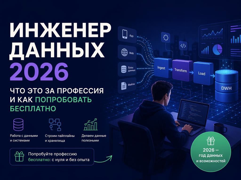 Инженер данных 2026: что это за профессия и как попробовать бесплатно - 1 Инженер данных 2026: что это за профессия и как попробовать бесплатно - 1