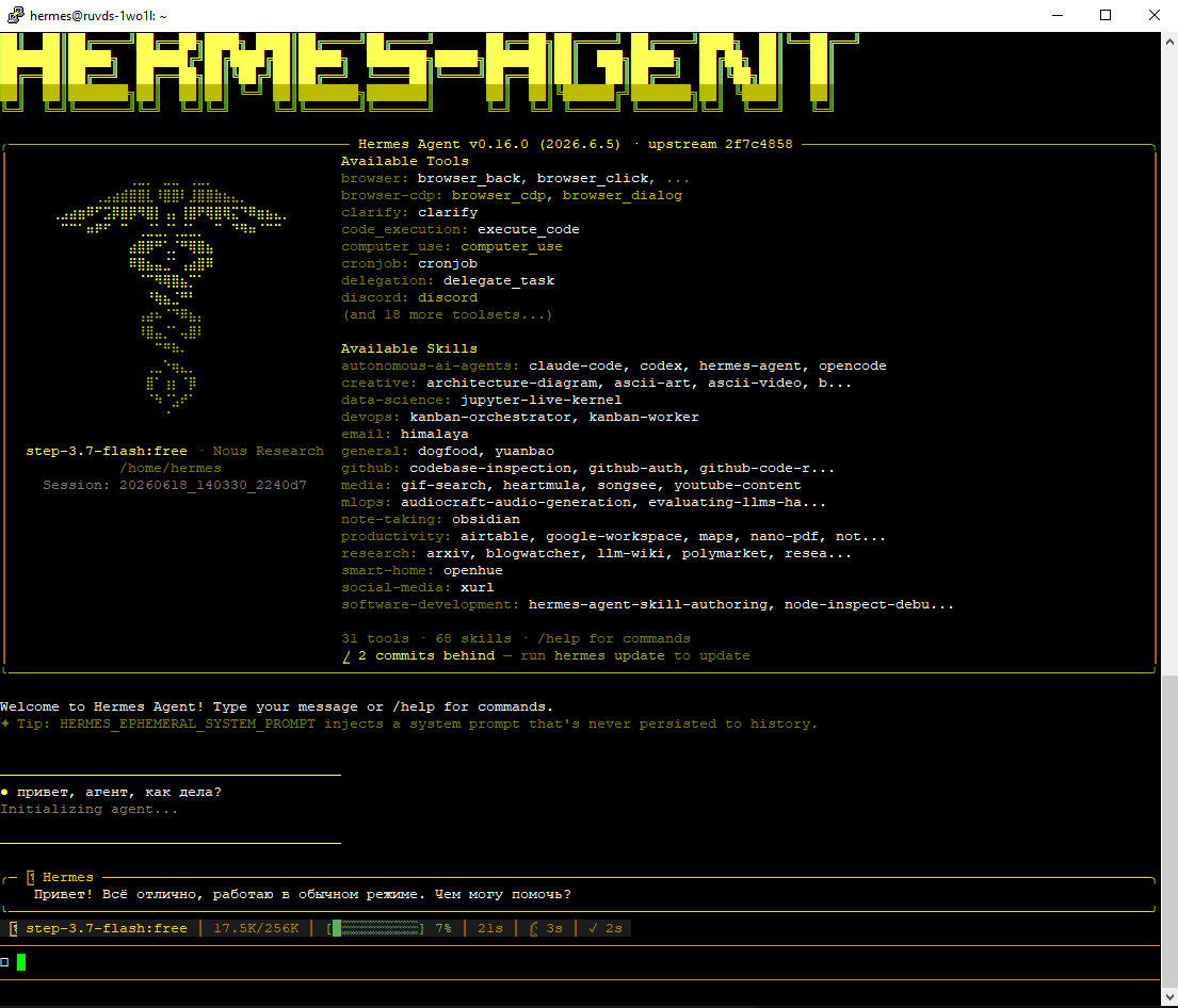 Как установить Hermes на VPS. Один из лучших агентов в 2026 году - 16 Как установить Hermes на VPS. Один из лучших агентов в 2026 году - 16