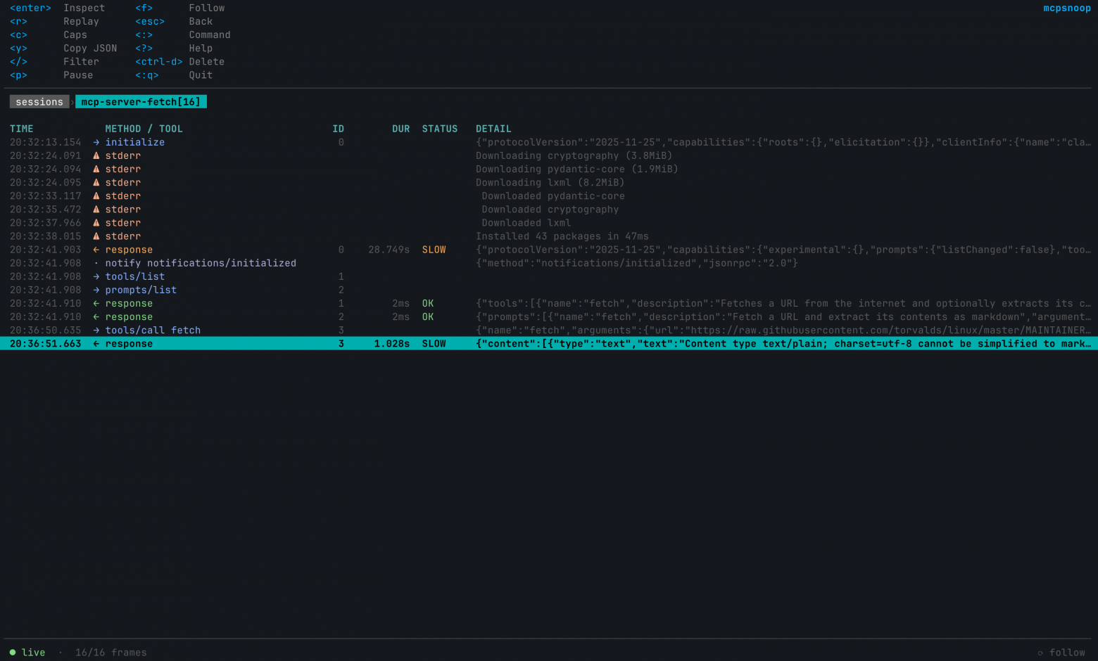 Сессия mcp-server-fetch