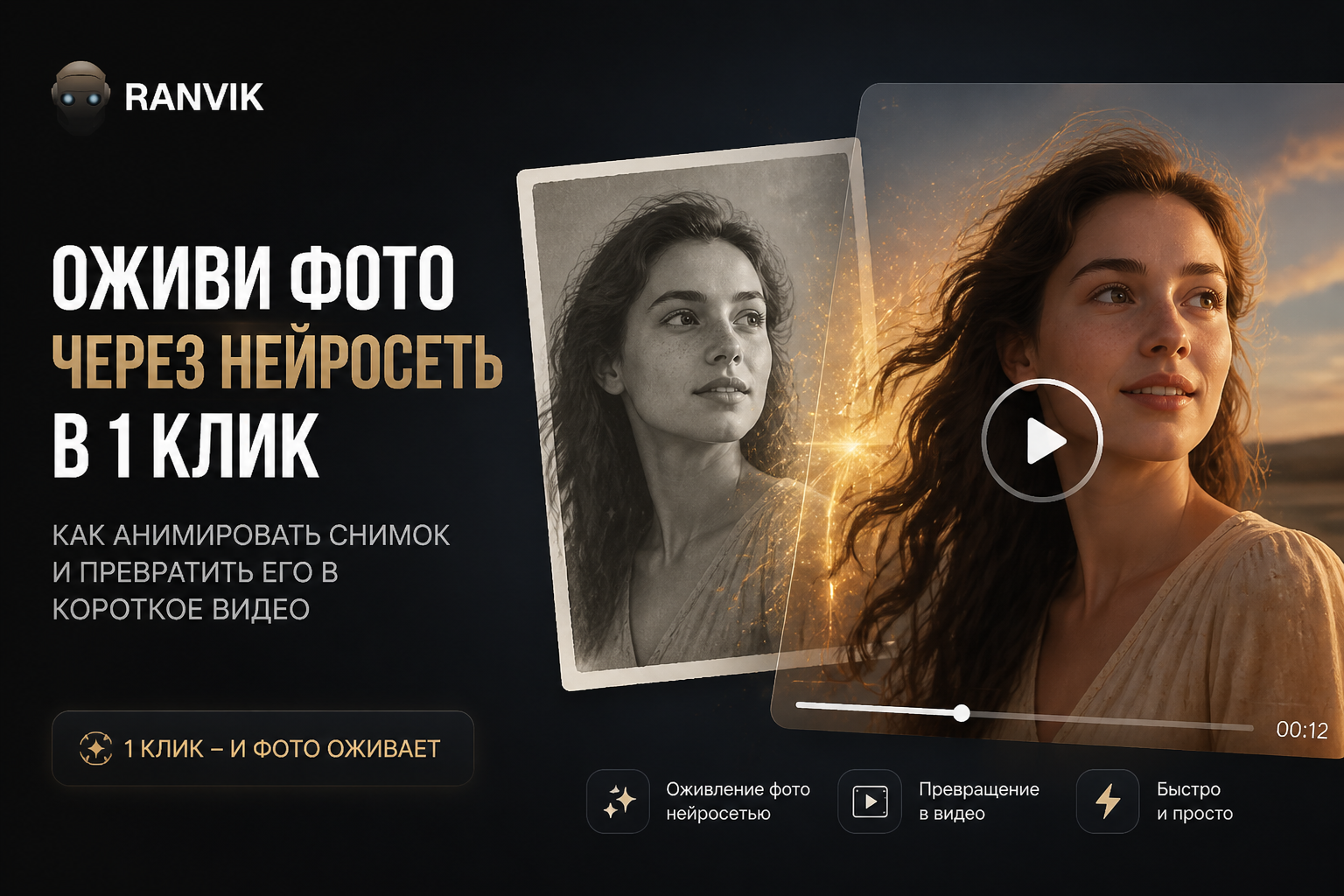 Оживи фото через нейросеть в 1 клик: как анимировать снимок и превратить его в короткое видео