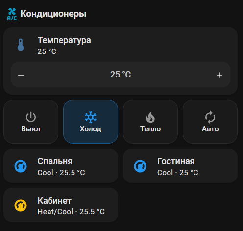 Интерфейс управления кондиционерами