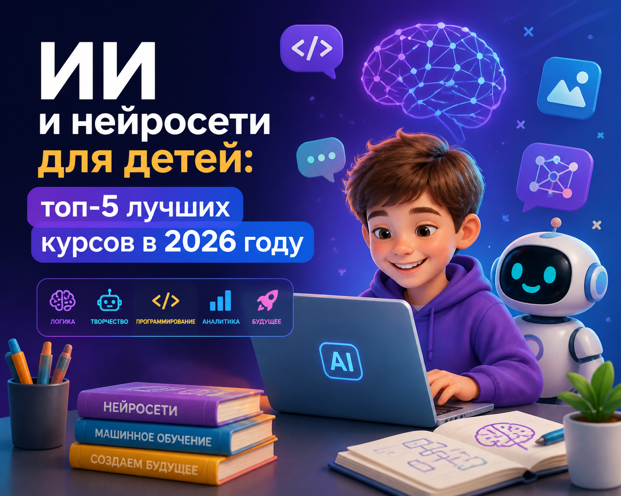 ИИ и нейросети для детей: топ-5 лучших курсов в 2026 году - 1 ИИ и нейросети для детей: топ-5 лучших курсов в 2026 году - 1