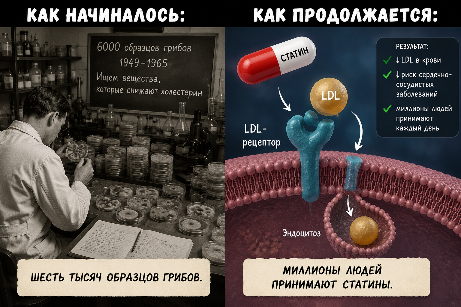 Как начиналось: шесть тысяч образцов грибов. Как продолжается: миллионы людей принимают статины