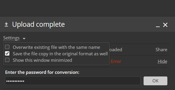 Запароленный PDF падает с ошибкой, а поле для пароля спрятано в Settings.