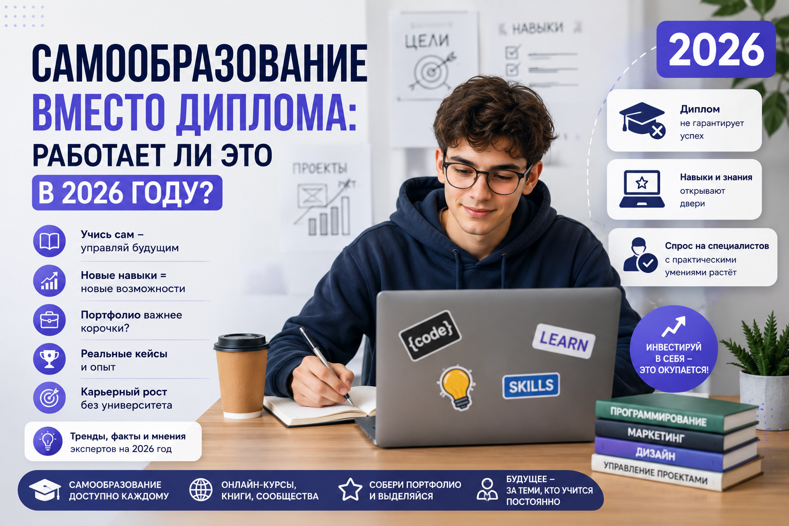 Самообразование вместо диплома: работает ли это в 2026 году? - 1 Самообразование вместо диплома: работает ли это в 2026 году? - 1