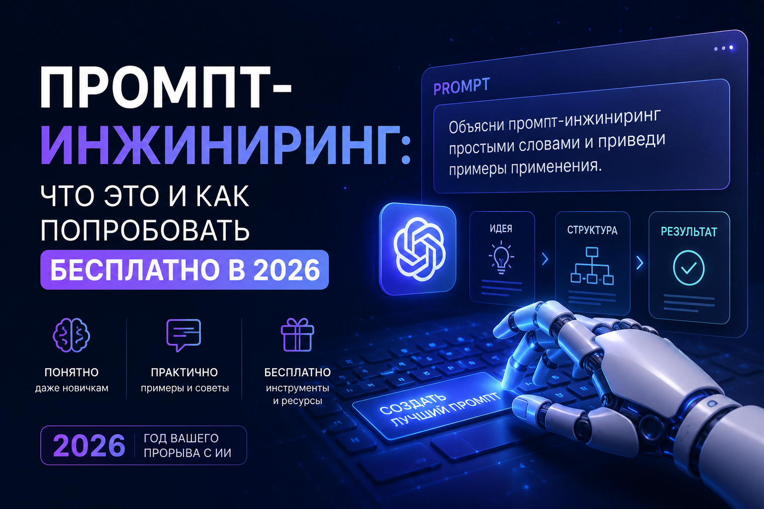 Промпт-инжиниринг: что это и как попробовать бесплатно в 2026 - 1 Промпт-инжиниринг: что это и как попробовать бесплатно в 2026 - 1