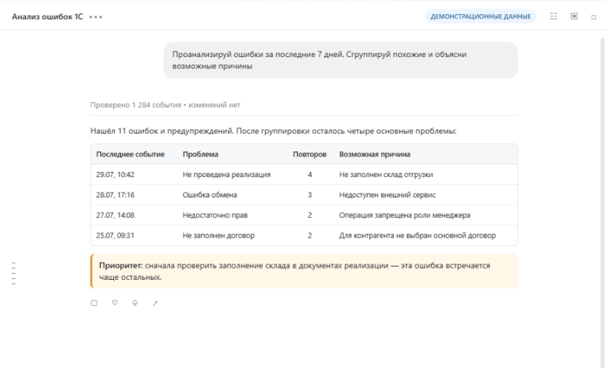 Группировка повторяющихся ошибок из журнала регистрации.