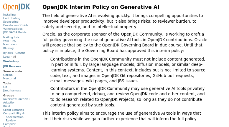 Oracle закрыла приём в открытый проект OpenJDK изменений, созданный с помощью ИИ-инструментов - 1 Oracle закрыла приём в открытый проект OpenJDK изменений, созданный с помощью ИИ-инструментов - 1